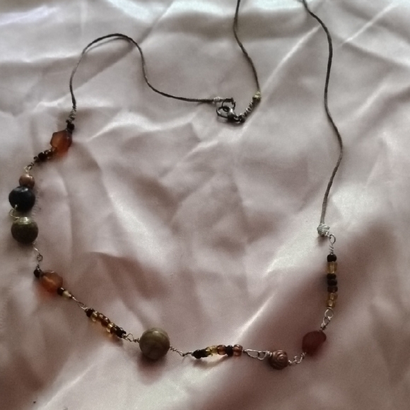 Bohemian Brown and Tan Beaded Necklace - Picture 1 of 1
